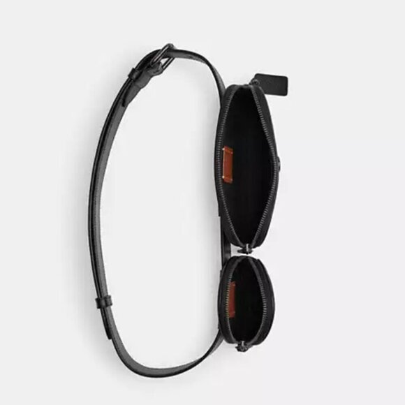 Coach Multi Pouch Belt Bag Black Leather CR749 Removable Adjustable Phone - Picture 12 of 14